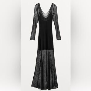Zara Black Sheer Long-Sleeve Maxi Dress